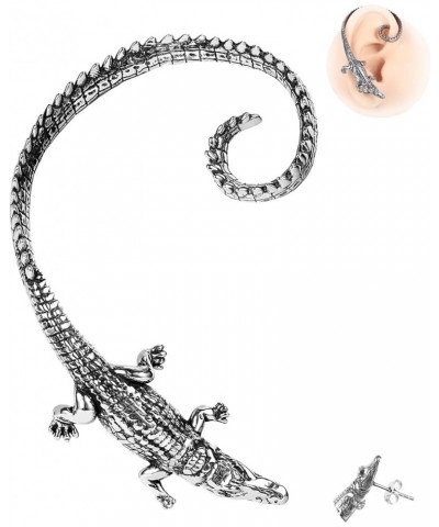 1PCS Gothic Dragon Ear Cuff Stainless Steel Retro Dragon Earrings Punk Snake Dragon Fish Crocodile Cuff Wrap Earrings Cartila...