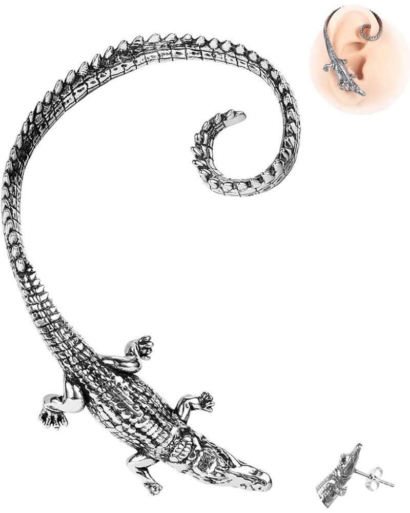 1PCS Gothic Dragon Ear Cuff Stainless Steel Retro Dragon Earrings Punk Snake Dragon Fish Crocodile Cuff Wrap Earrings Cartila...