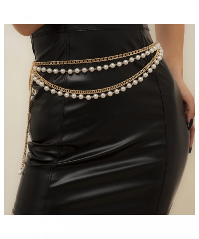 Layering Pearl Waist Chain Bohemian Multilayered Belly Chain for Women Girls Simulated Imitation Pearl Body Chain $8.06 Body ...