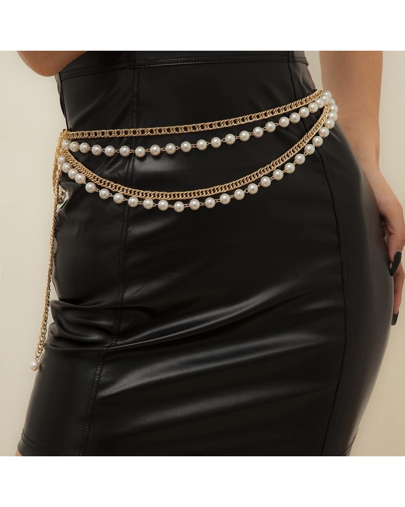 Layering Pearl Waist Chain Bohemian Multilayered Belly Chain for Women Girls Simulated Imitation Pearl Body Chain $8.06 Body ...