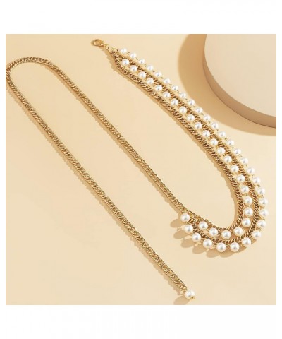 Layering Pearl Waist Chain Bohemian Multilayered Belly Chain for Women Girls Simulated Imitation Pearl Body Chain $8.06 Body ...