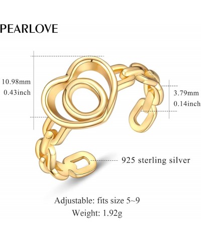 925 Sterling Silver Adjustable Initial Rings for Women Stackable 18K Gold Plated A-Z Letter Chain Link Rings O $5.25 Rings