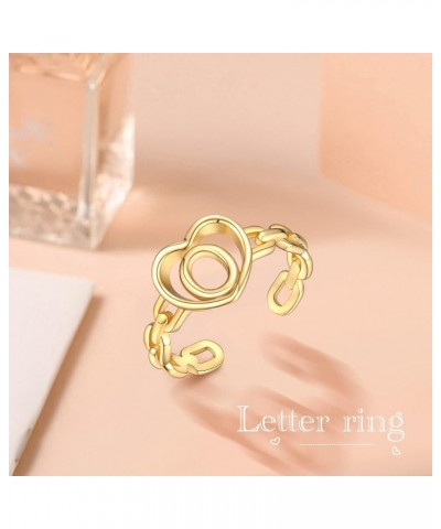 925 Sterling Silver Adjustable Initial Rings for Women Stackable 18K Gold Plated A-Z Letter Chain Link Rings O $5.25 Rings