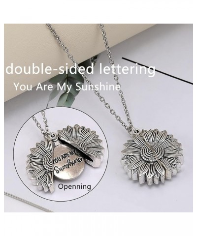 You Are My Sunshine Necklace 2-Side Engraved Sunflower Pendant Necklace Jewelry Gifts for Women, Mother, Daughter,girls slive...