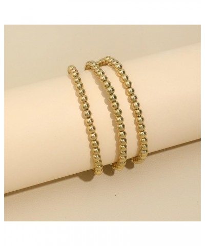 Gold Bracelets for Women 14K Gold Plated Stackable Bracelet Delicate Stackable Gold Bead Bracelet for Girls 3pcs $7.97 Bracelets