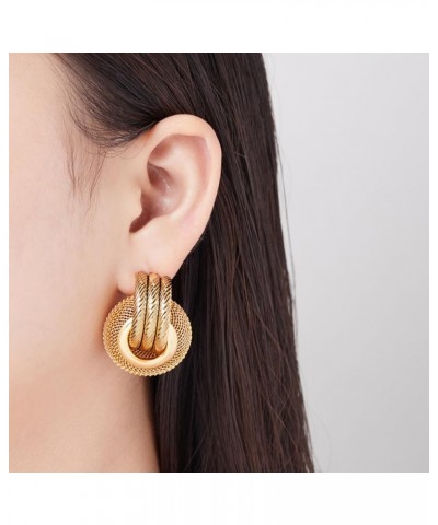 Fashion heavy metal tire earrings unique exaggerated circle earrings personality round hollow silver needle earrings $15.36 E...