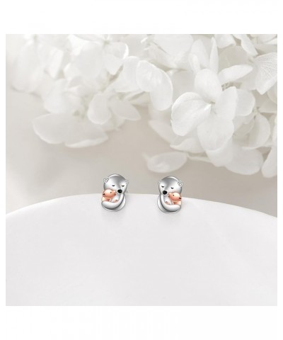 Cute Animal Earrings Sterling Silver Owl/Rabbit/Cat/Axolotl Stud Earrings Jewelry Gifts for Women Girls Bear earrings $15.38 ...