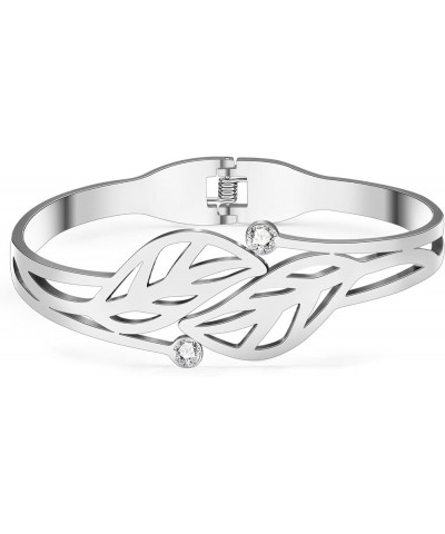 Stainless Steel Maple Leaf Bracelets Trendy Bangle Jewelry Palm Leaf Bracelets for Women Girls Charms Fall Gifts Silver Leave...