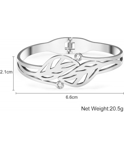 Stainless Steel Maple Leaf Bracelets Trendy Bangle Jewelry Palm Leaf Bracelets for Women Girls Charms Fall Gifts Silver Leave...