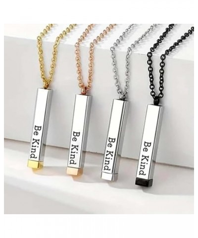 2PCS Be Kind...Of A Bi*ch-3D Engraving Vertical Bar Necklace, Be Kind...Of A Bi*ch - Hidden Message Necklace,Stainless Steel ...