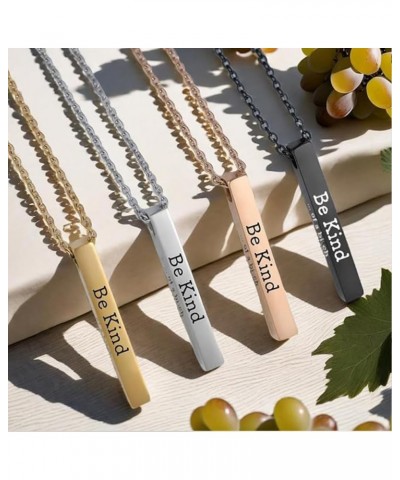 2PCS Be Kind...Of A Bi*ch-3D Engraving Vertical Bar Necklace, Be Kind...Of A Bi*ch - Hidden Message Necklace,Stainless Steel ...