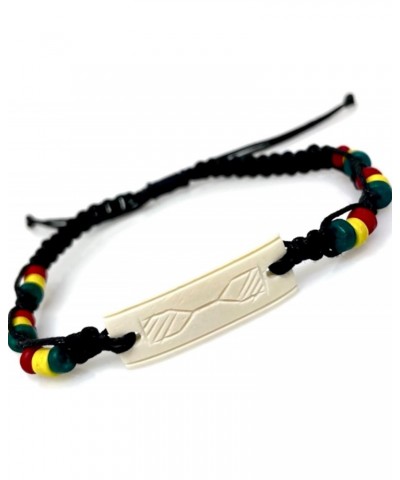 Rasta Anklet Bracelet - Braided Cotton Ankle Bracelet - Jamaican Adjustable Wristband, Black, One Size $9.66 Bracelets