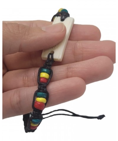 Rasta Anklet Bracelet - Braided Cotton Ankle Bracelet - Jamaican Adjustable Wristband, Black, One Size $9.66 Bracelets