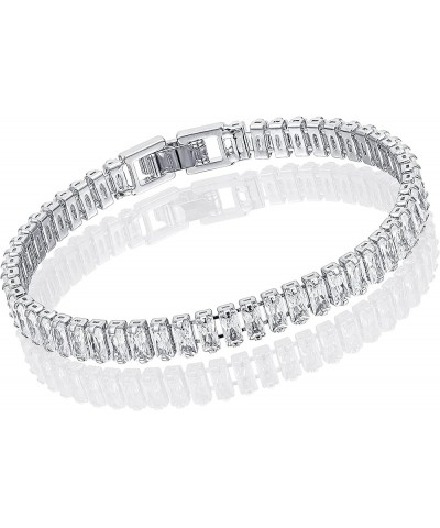 6"/7" 18K White Gold Plated Cut Cubic Zirconia Classic Tennis Bracelets Dainty Cute Crystal silver tennis bracelets Chain Tre...