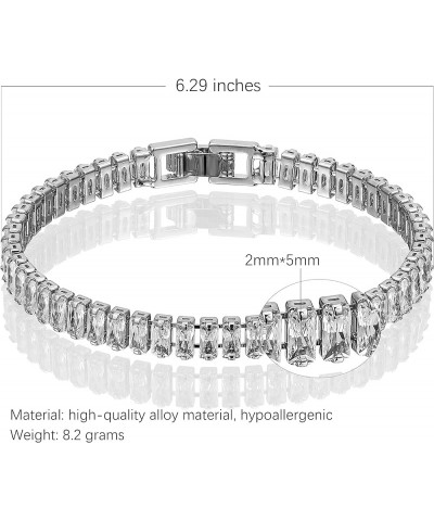 6"/7" 18K White Gold Plated Cut Cubic Zirconia Classic Tennis Bracelets Dainty Cute Crystal silver tennis bracelets Chain Tre...