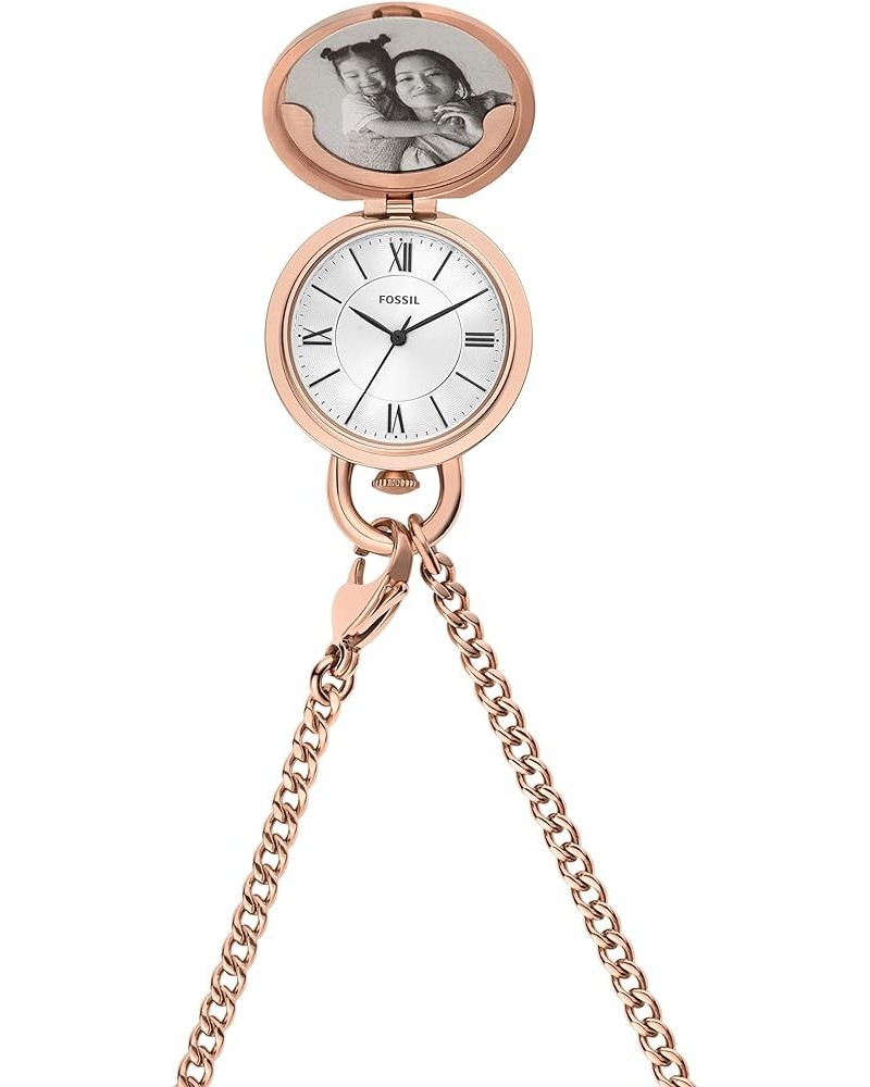 Jacqueline Women's Watch with Stainless Steel or Leather Band, Analog Watch Display Rose Gold Locket $50.84 Necklaces