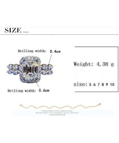 Sterling silver CZ ring princess cut square simulated 3 carat diamond ring with 8 shaped carat dazzling diamond rings on both...