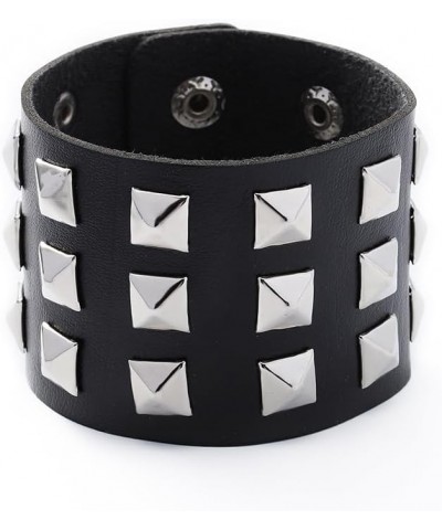 Punk Leather Bracelets Wrap Studded Bracelet Black Cuff Wristband for Women and Men Black $7.79 Bracelets