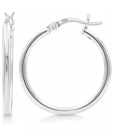 925 Sterling Silver Hoop Earrings | 2mm High Polished Silver Hoops for Women, Girls and Men | Lightweight Jewelry Earring 10m...