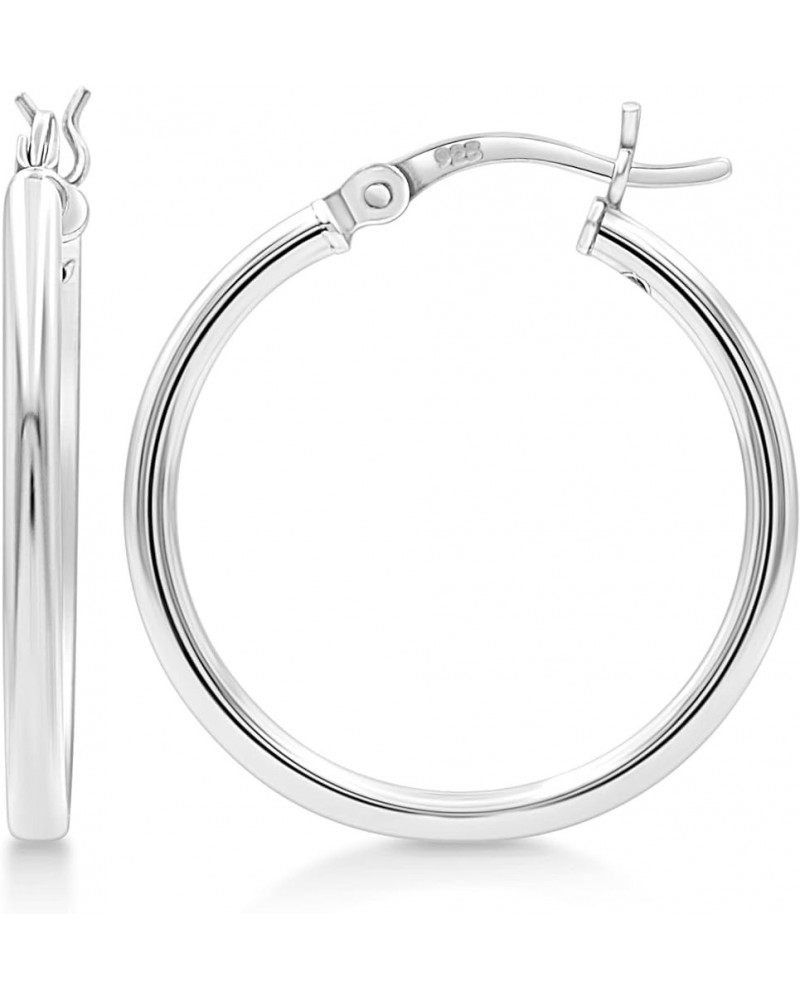 925 Sterling Silver Hoop Earrings | 2mm High Polished Silver Hoops for Women, Girls and Men | Lightweight Jewelry Earring 10m...