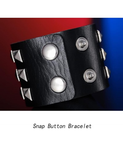 Punk Leather Bracelets Wrap Studded Bracelet Black Cuff Wristband for Women and Men Black $7.79 Bracelets