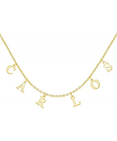 Uppercase Letter Charm Name Necklace Personlized Initial Alphabet Pendant Jewelry with 14K Gold Plated for Women Choker Carlo...