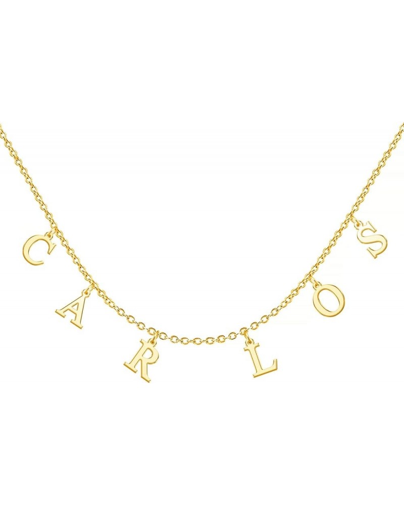 Uppercase Letter Charm Name Necklace Personlized Initial Alphabet Pendant Jewelry with 14K Gold Plated for Women Choker Carlo...