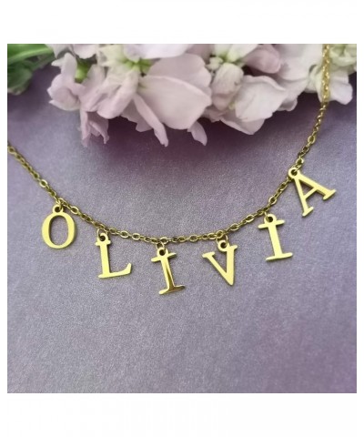 Uppercase Letter Charm Name Necklace Personlized Initial Alphabet Pendant Jewelry with 14K Gold Plated for Women Choker Carlo...