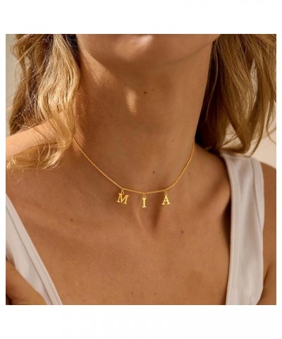 Uppercase Letter Charm Name Necklace Personlized Initial Alphabet Pendant Jewelry with 14K Gold Plated for Women Choker Carlo...