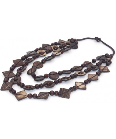 3- Layered Statement Necklace Womens Bohemia Choker Necklaces Multicolor Fashion Wood Bead Necklace Brown 1PCS $6.94 Necklaces