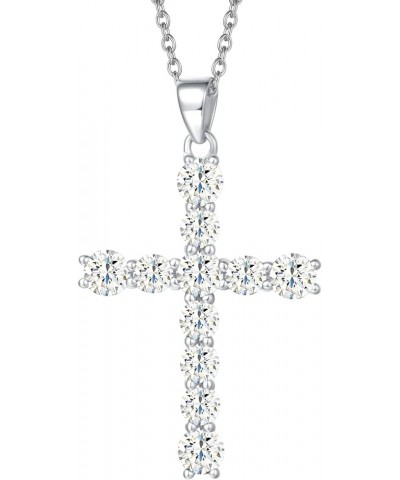 Cross Necklace For Women Yellow Gold Plated Sterling Silver Cubic Zirconia CZ Simulated Diamond Cross Crucifix Pendant Neckla...