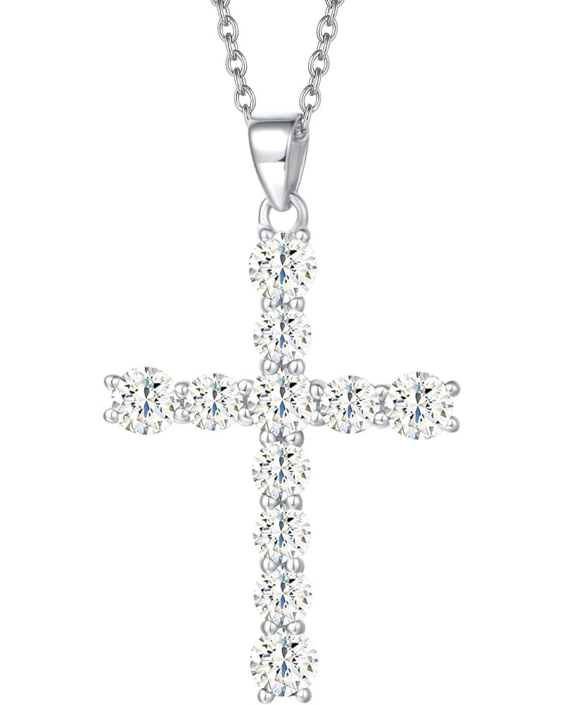 Cross Necklace For Women Yellow Gold Plated Sterling Silver Cubic Zirconia CZ Simulated Diamond Cross Crucifix Pendant Neckla...