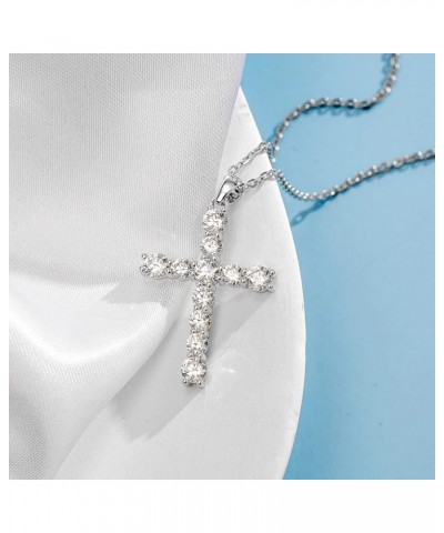 Cross Necklace For Women Yellow Gold Plated Sterling Silver Cubic Zirconia CZ Simulated Diamond Cross Crucifix Pendant Neckla...