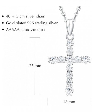 Cross Necklace For Women Yellow Gold Plated Sterling Silver Cubic Zirconia CZ Simulated Diamond Cross Crucifix Pendant Neckla...