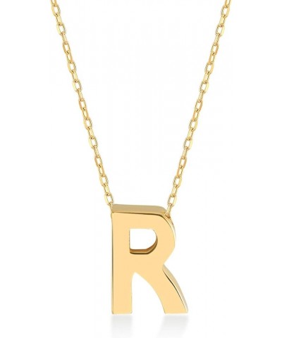 14K Solid Gold Initial Necklace for Women | 14k Yellow Gold Custom Letter Pendant Necklace | Simple 14k Gold Alphabet Necklac...