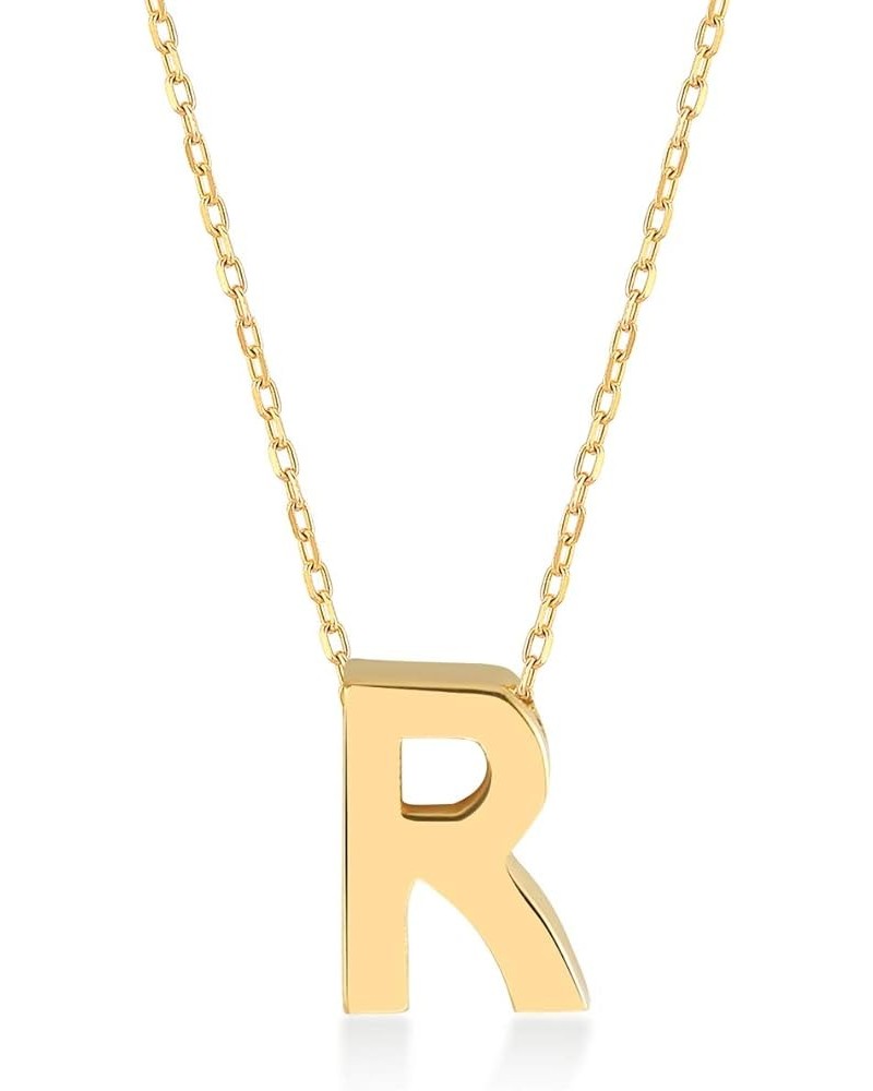 14K Solid Gold Initial Necklace for Women | 14k Yellow Gold Custom Letter Pendant Necklace | Simple 14k Gold Alphabet Necklac...