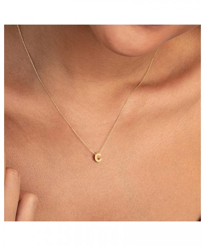 14K Solid Gold Initial Necklace for Women | 14k Yellow Gold Custom Letter Pendant Necklace | Simple 14k Gold Alphabet Necklac...