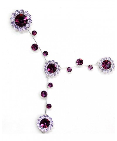 Gorgeous Rhinestone Crystal Floral Necklace Earrings Set Purple $18.13 Jewelry Sets