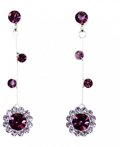 Gorgeous Rhinestone Crystal Floral Necklace Earrings Set Purple $18.13 Jewelry Sets