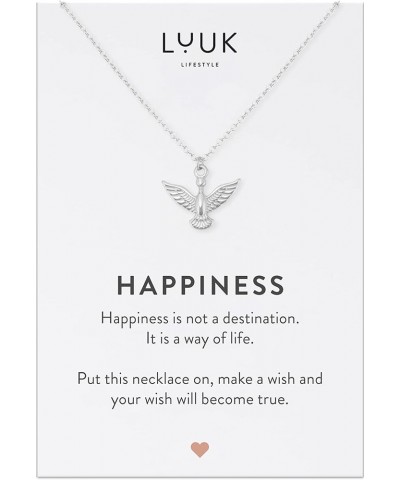 Stainless steel necklace with pendant and HAPPINESS card, 20” adjustable length, lucky charm, friendship chain, Valentine's D...