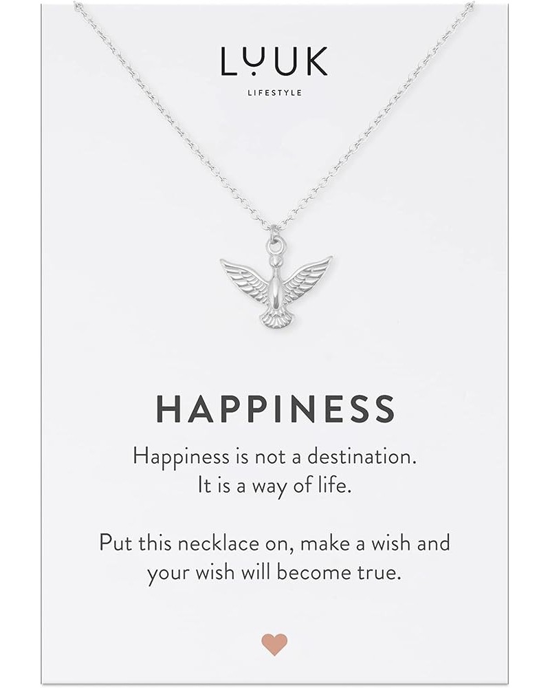 Stainless steel necklace with pendant and HAPPINESS card, 20” adjustable length, lucky charm, friendship chain, Valentine's D...