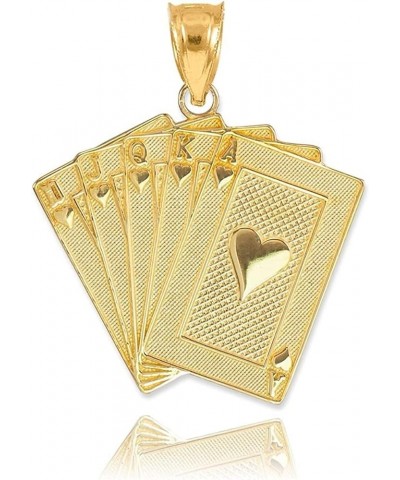 14K Yellow, White, or Rose Gold Heart Suit Royal Flush Poker Hand Cards Pendant Charm 14K Yellow Gold $70.00 Necklaces