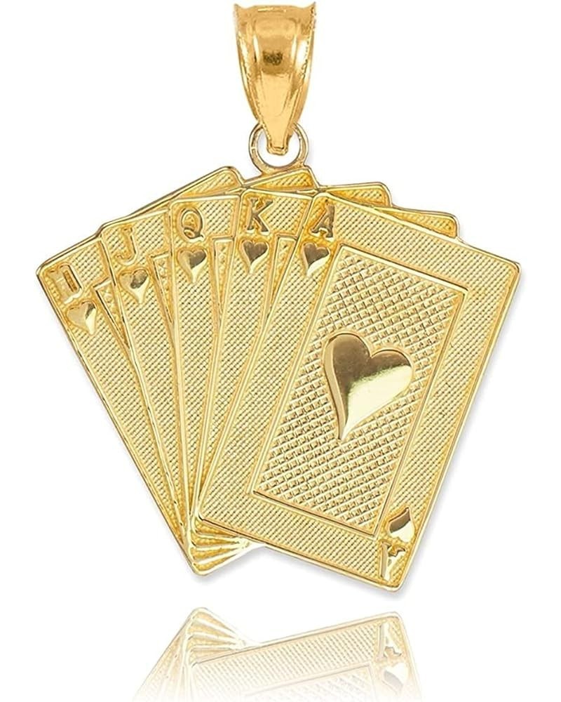 14K Yellow, White, or Rose Gold Heart Suit Royal Flush Poker Hand Cards Pendant Charm 14K Yellow Gold $70.00 Necklaces