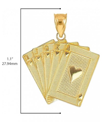 14K Yellow, White, or Rose Gold Heart Suit Royal Flush Poker Hand Cards Pendant Charm 14K Yellow Gold $70.00 Necklaces