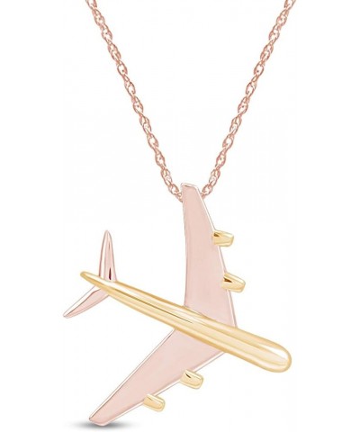 14k Gold Over Sterling Silver Two Tone Airplane Pendant Necklace rose-gold-plated-silver $22.56 Necklaces