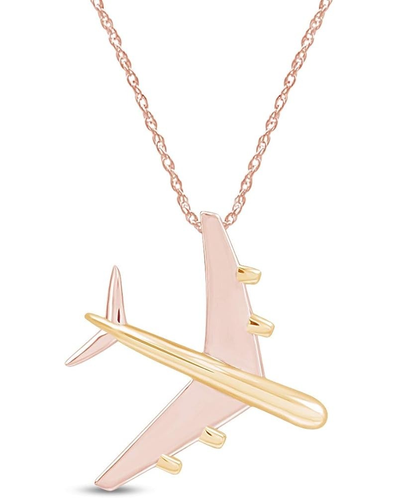 14k Gold Over Sterling Silver Two Tone Airplane Pendant Necklace rose-gold-plated-silver $22.56 Necklaces