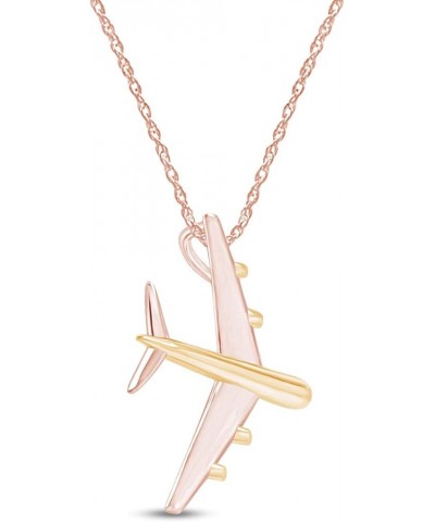 14k Gold Over Sterling Silver Two Tone Airplane Pendant Necklace rose-gold-plated-silver $22.56 Necklaces