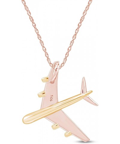 14k Gold Over Sterling Silver Two Tone Airplane Pendant Necklace rose-gold-plated-silver $22.56 Necklaces