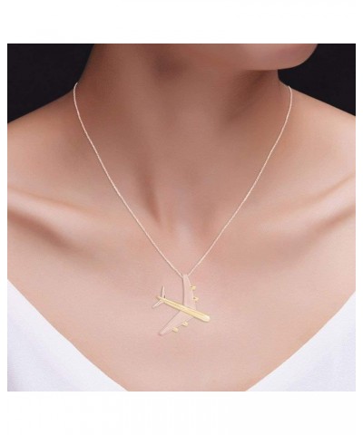 14k Gold Over Sterling Silver Two Tone Airplane Pendant Necklace rose-gold-plated-silver $22.56 Necklaces