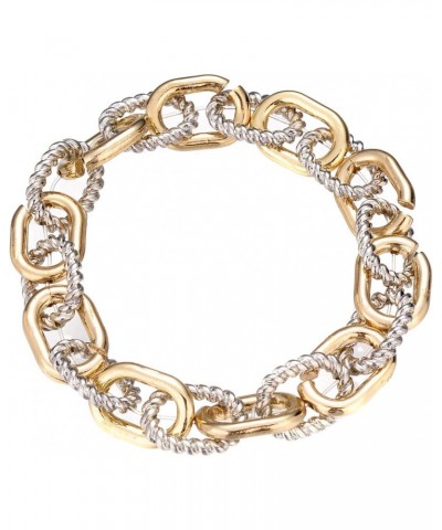 Nicole Miller Silver and Gold Twisted Plain Two Tone Huge Chain Stretch Bracelet $8.75 Bracelets